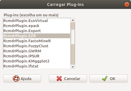 Selecionando o RcmdrPlugin.EZR.