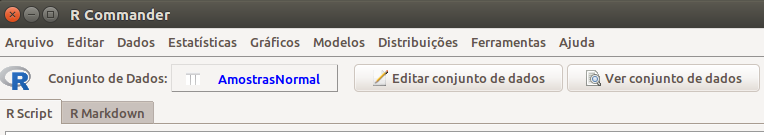 Após pressionarmos OK na caixa de diálogo da figura 13.2, um conjunto de dados (AmostrasNormal) foi gerado. Para visualizá-lo, basta clicarmos no botão Ver conjunto de dados.