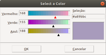 Caixa de diálogo para alterar uma cor da paleta.