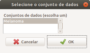 Seleção do conjunto de dados a ser ativado no R Commander.