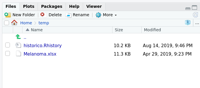 Aba Files do RStudio.