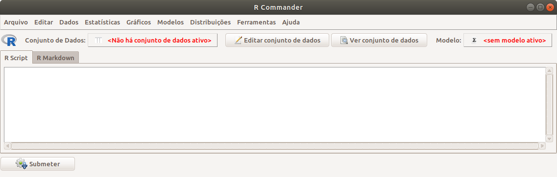 Tela principal do R Commander.