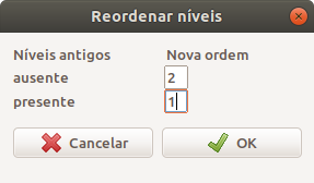 Caixa de diálogo para especificarmos como os níveis da variável minf serão ordenados.
