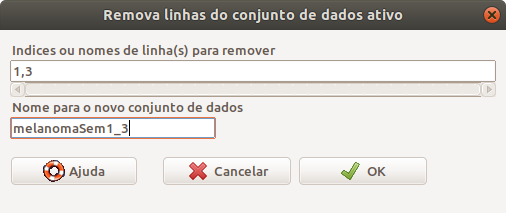 Caixa de diálogo para especificarmos as linhas que serão eliminadas do conjunto de dados.